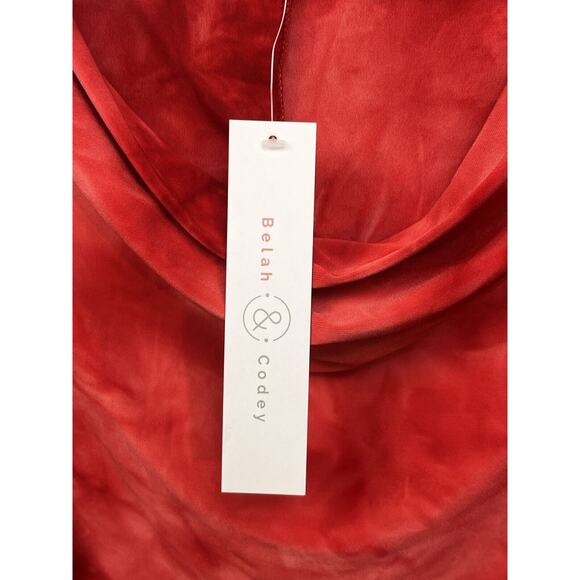 Belah & Codey Cowl Neck Top Womens Orange Red Tie‎ dye Tank Stretch Blouse NEW - Picture 5 of 8